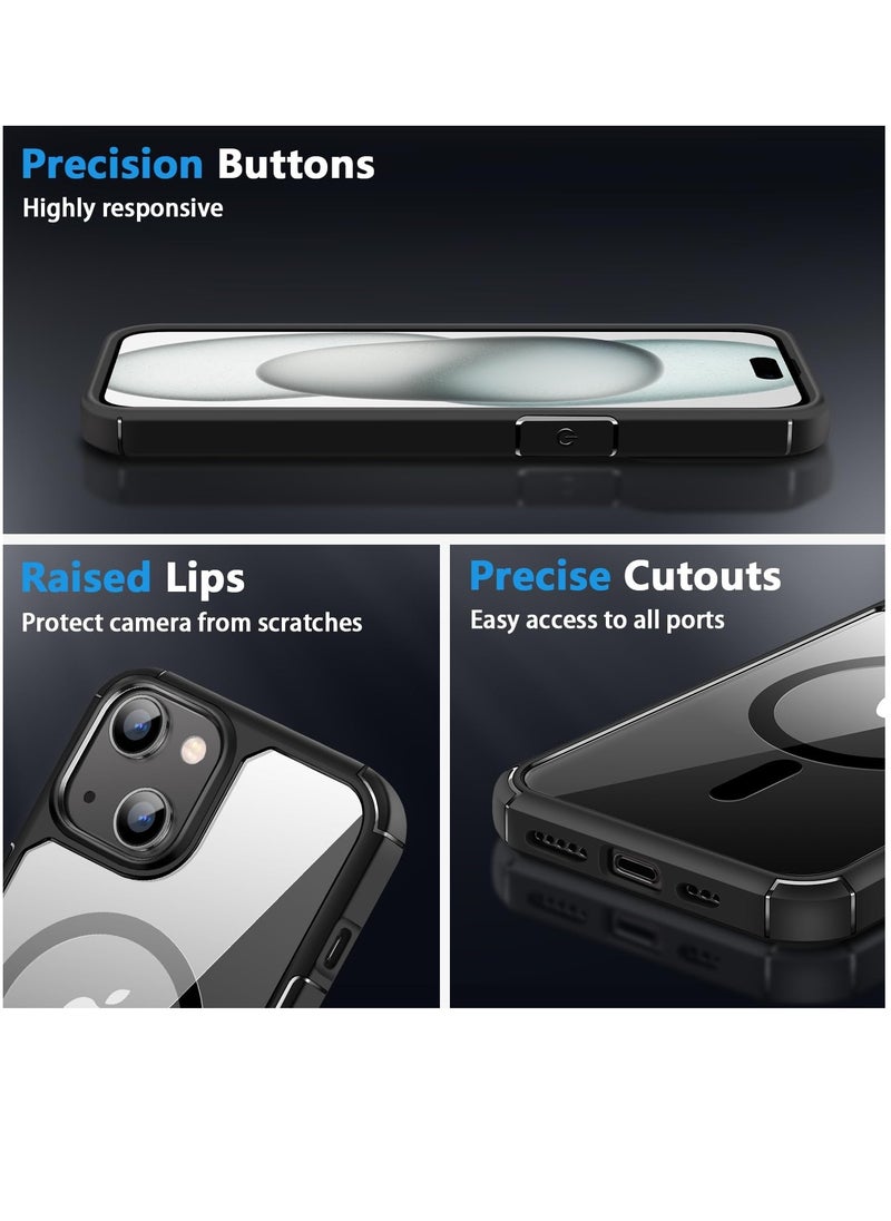 YoYoTech Designed for iPhone 15 6.1 inch Magnetic case Compatible with Magsafe Defender Shockproof Hard Back Case Ultra Thin Crystal Back Anti Scratch Cover-Black  - Image 5