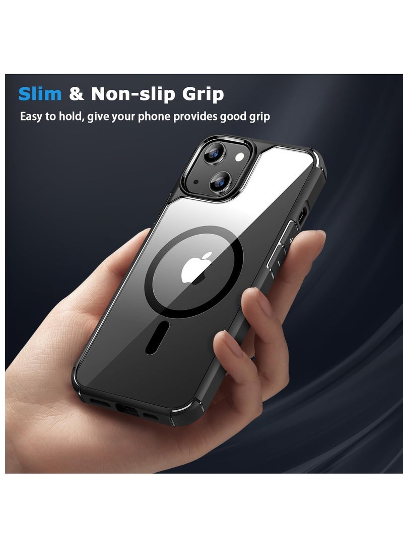 YoYoTech Designed for iPhone 15 6.1 inch Magnetic case Compatible with Magsafe Defender Shockproof Hard Back Case Ultra Thin Crystal Back Anti Scratch Cover-Black  - Image 4