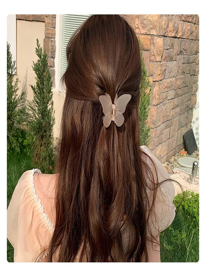 Samyak Pack of 4 Trendy Butterfly Frosted Colors Plastic Hair Barrette Clip Claw Clutcher Jaw Clamp Hair Accessories For Women & Girls - Image 5