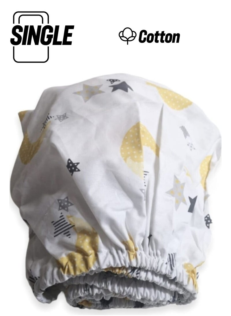Bebek Özel Baby Special 100% Cotton Baby and Kids Fitted Sheet Yellow Crescent Star 70 x 140 cm  - Image 1