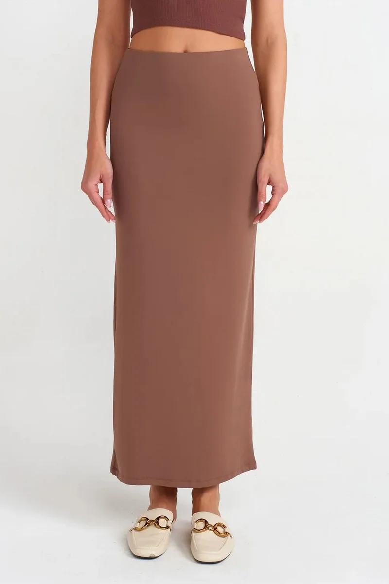 Dilvin Mocha Brown DILVIN High-Waist Maxi Pencil Skirt for Women | Best Price UAE