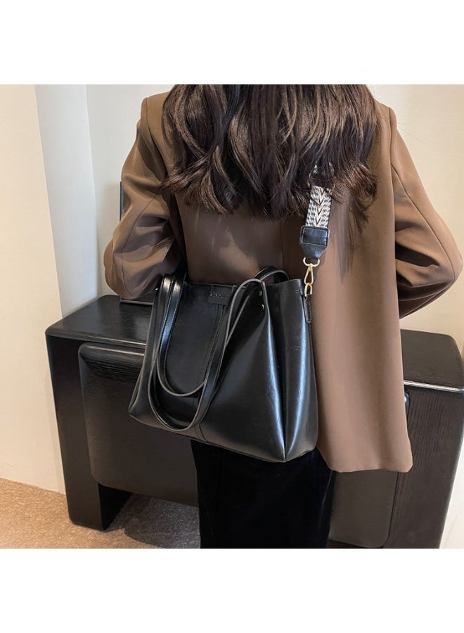 كيفية حقيبة كتف نسائية كبيرة السعة بتصميم دلو، تصميم أوروبي وأمريكي عتيق، حقيبة كروس بودي متعددة الاستخدامات للتنقل - Image 3