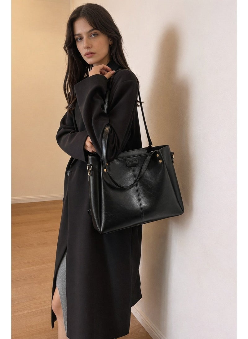 كيفية حقيبة كتف نسائية كبيرة السعة بتصميم دلو، تصميم أوروبي وأمريكي عتيق، حقيبة كروس بودي متعددة الاستخدامات للتنقل - Image 4