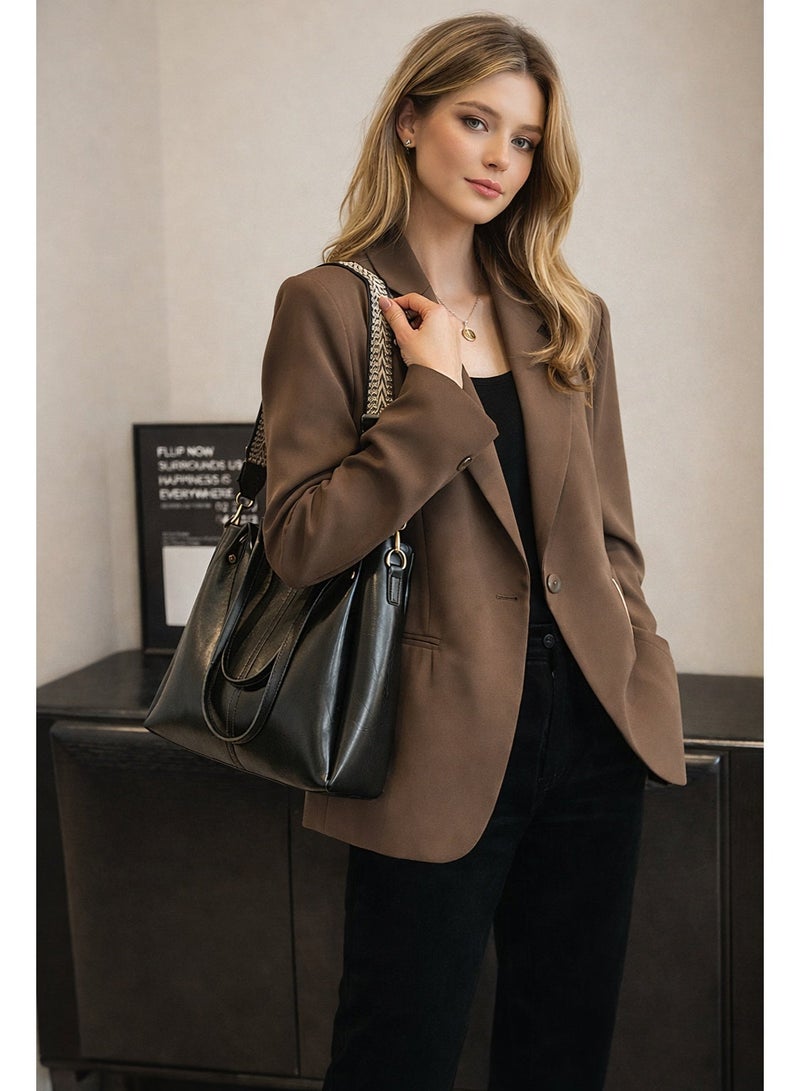 كيفية حقيبة كتف نسائية كبيرة السعة بتصميم دلو، تصميم أوروبي وأمريكي عتيق، حقيبة كروس بودي متعددة الاستخدامات للتنقل - Image 2