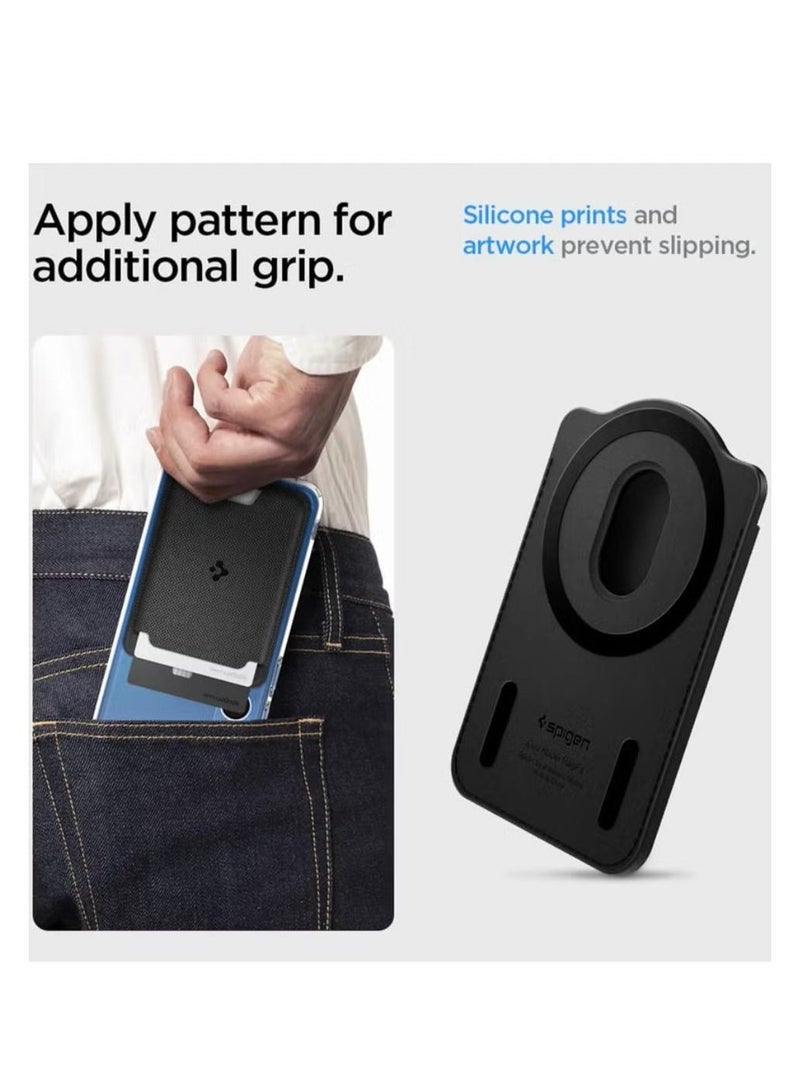 Urban Fit (MagFit) MagSafe Wallet Card Holder [3 Cards] for Samsung Galaxy S25 series with Magnetic Case only and MagSafe compatible with iPhone 16/15/14/13/12 Models - Fabric Black