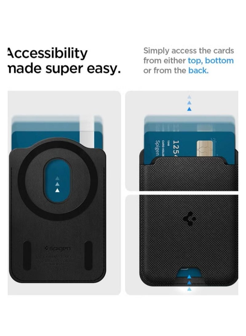 Urban Fit (MagFit) MagSafe Wallet Card Holder [3 Cards] for Samsung Galaxy S25 series with Magnetic Case only and MagSafe compatible with iPhone 16/15/14/13/12 Models - Fabric Black