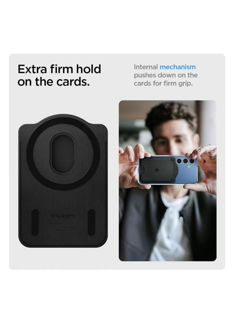 Urban Fit (MagFit) MagSafe Wallet Card Holder [3 Cards] for Samsung Galaxy S25 series with Magnetic Case only and MagSafe compatible with iPhone 16/15/14/13/12 Models - Fabric Black