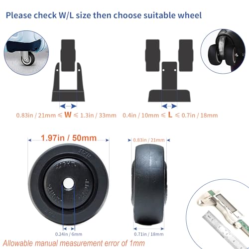 ASUNTOM Luggage Suitcase Wheels Replacement Kit 4 Pieces 2 inch50mm TPE Bearing Wheels Lightweight Smooth Inline Casters and Spinners for Suitcases Trolley Bags - Image 3