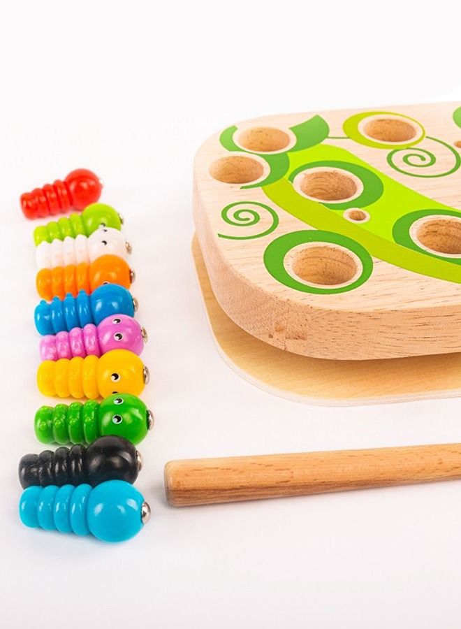 BAYBEE Wooden Magnetic Fishing Game For Kids Toys, Pole And Rod Caterpillars Board, Preschool Board Games, Wooden Puzzle, Early Learning Educational Fishing Game Toys For Boys And Girls 3+ Years  - Image 5
