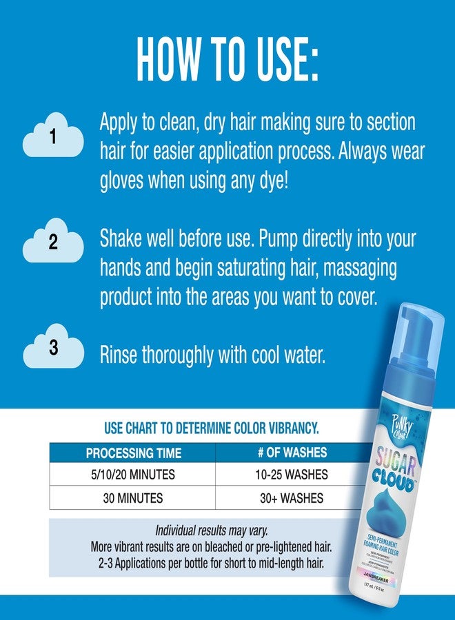 Punky Sugar Cloud Semi-Permanent Foam Hair Color, Jawbreaker - Vibrant Hair Dye for Long-Lasting Color, Easy Application Foam Hair Dye, 6 fl oz. - Image 4