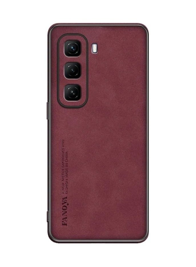 Case Compatible with Infinix Hot 50 Pro+ 4G Case, Plain Leather Soft TPU Silicone Bumper Anti-Fingerprint Shockproof Protective Cover for Infinix Hot 50 Pro Plus