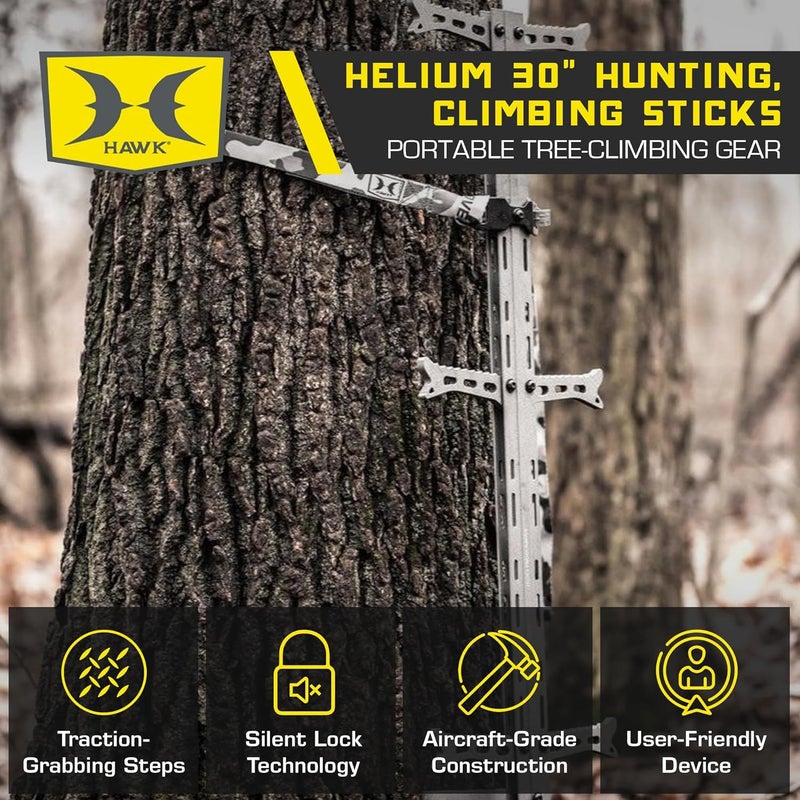 Hawk Traction Climbing Stick, 20 Foot Tree Climbing Hunting Gear with Double Traction Grip, Hunting Accessories for Tree Stands, Deer Stands, & Blinds - Image 1