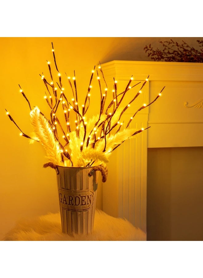FFNIU عبوة من 3 - 60 ضوء فرع LED أضواء غصن فرع مضاءة لزهور فيازة فروع الصفصاف مع قابس USB أضواء زخرفية صناعية لتزيين عيد الهالوين وعيد الشكر وبيضاء دافئة - Image 2