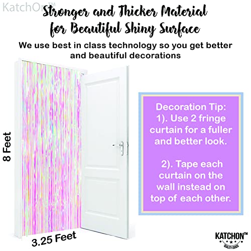 KatchOn, XtraLarge Iridescent Pink Backdrop Curtain - 3.2x8 Ft, Pack of 2| Pink Streamers for Gender Reveal, Bachelorette, Bridal Shower, Birthday Decorations | Mermaid, Unicorn Birthday Decorations - Image 2