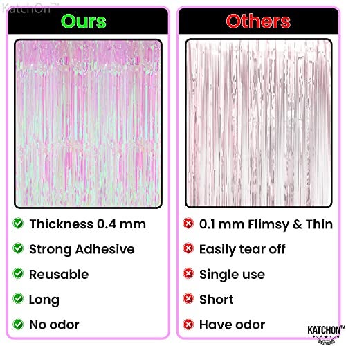KatchOn, XtraLarge Iridescent Pink Backdrop Curtain - 3.2x8 Ft, Pack of 2| Pink Streamers for Gender Reveal, Bachelorette, Bridal Shower, Birthday Decorations | Mermaid, Unicorn Birthday Decorations - Image 4
