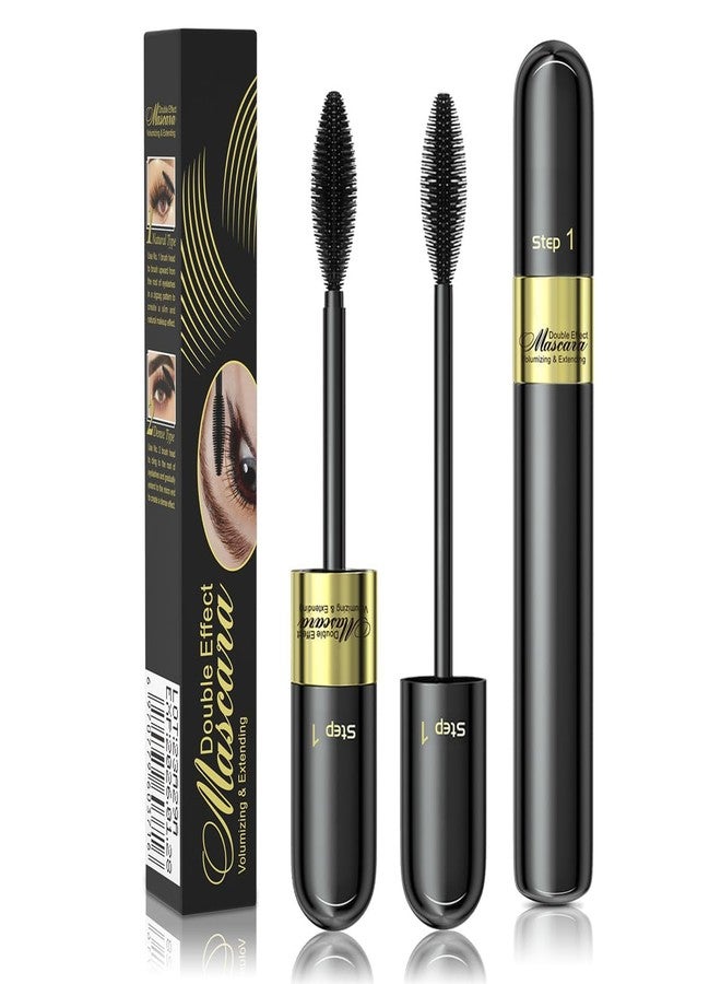Tiejdhr Telescopic Tubing Mascara, 2 in 1 Vibely Long-Lasting Waterproof & Smudge-Proof 4D Silk Fiber, Volume and Length Black No Flaking and No Clumping (Pack of 1) - Image 1