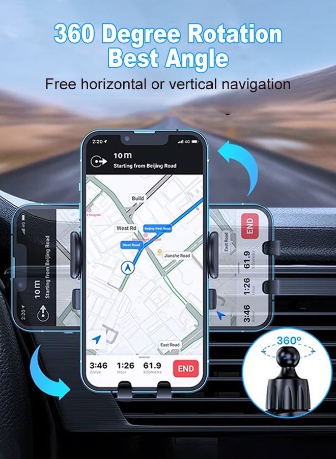 YIM-VIBEHAUS Phone Holder for Car, Air Vent Type Phone Stand Car Mount, Hands Free Cell Phone Automobile Clamp Cradles Fit for iPhone Android and All Smartphones（Black） - Image 3