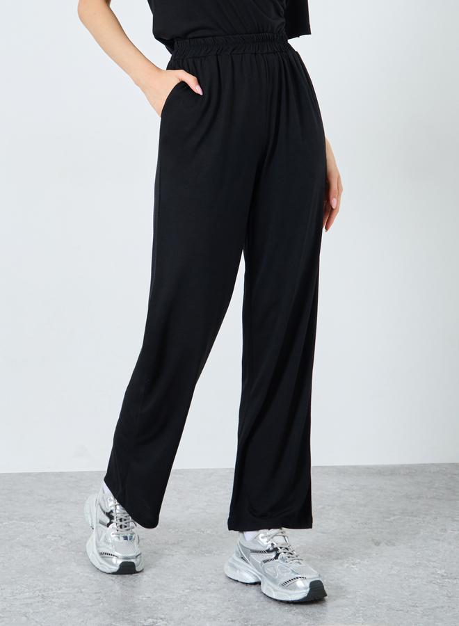 Take Two Black Solid T-Shirt and Loose Fit Joggers Co-Ords - Image 5