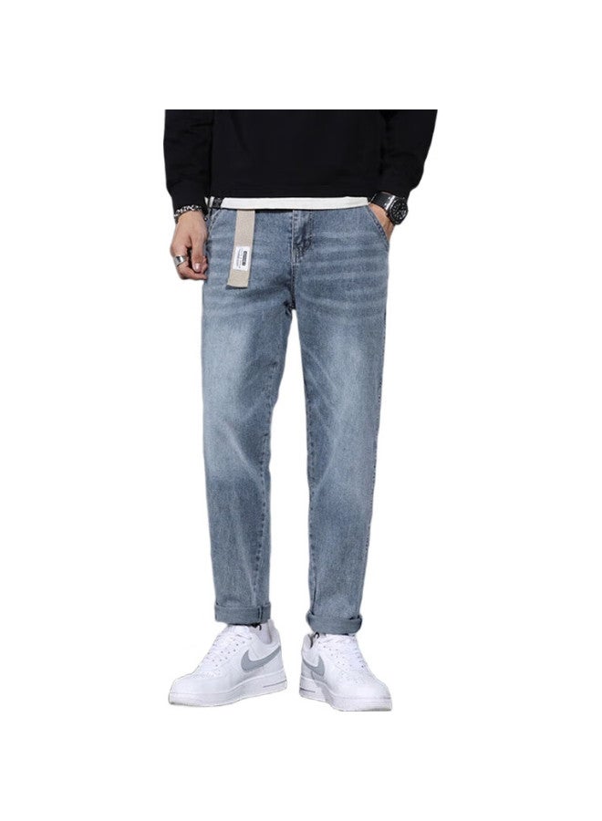 PLAYBOY Denim Jeans For Men, Spring And Summer Casual Pants, Trendy Loose Straight-Leg Trousers, Dark Blue, Size 30 - Image 3