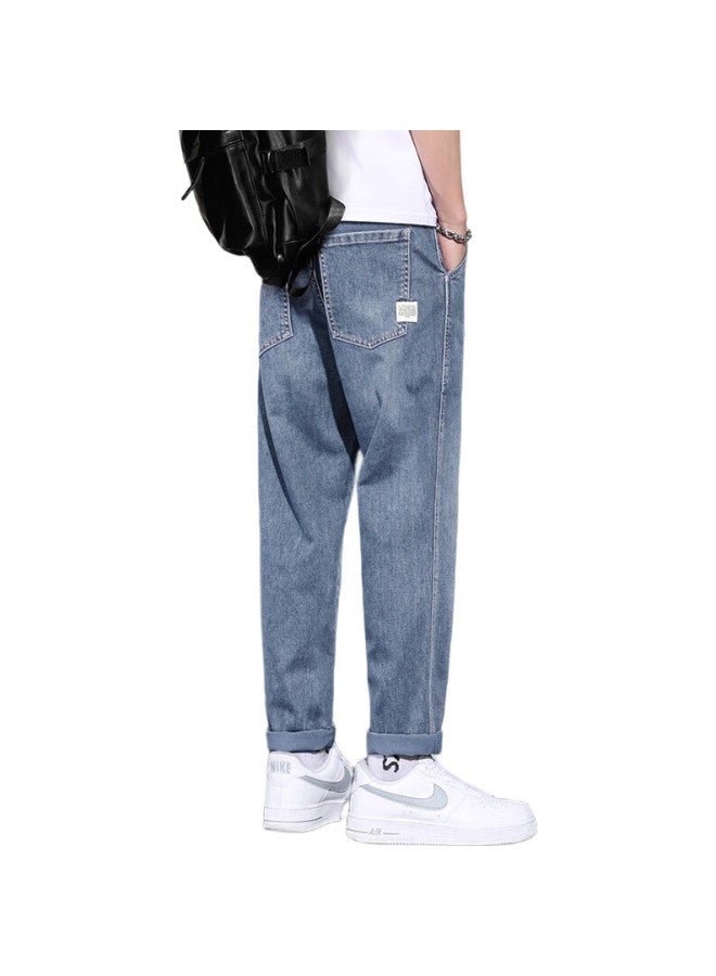 PLAYBOY Denim Jeans For Men, Spring And Summer Casual Pants, Trendy Loose Straight-Leg Trousers, Dark Blue, Size 30 - Image 2