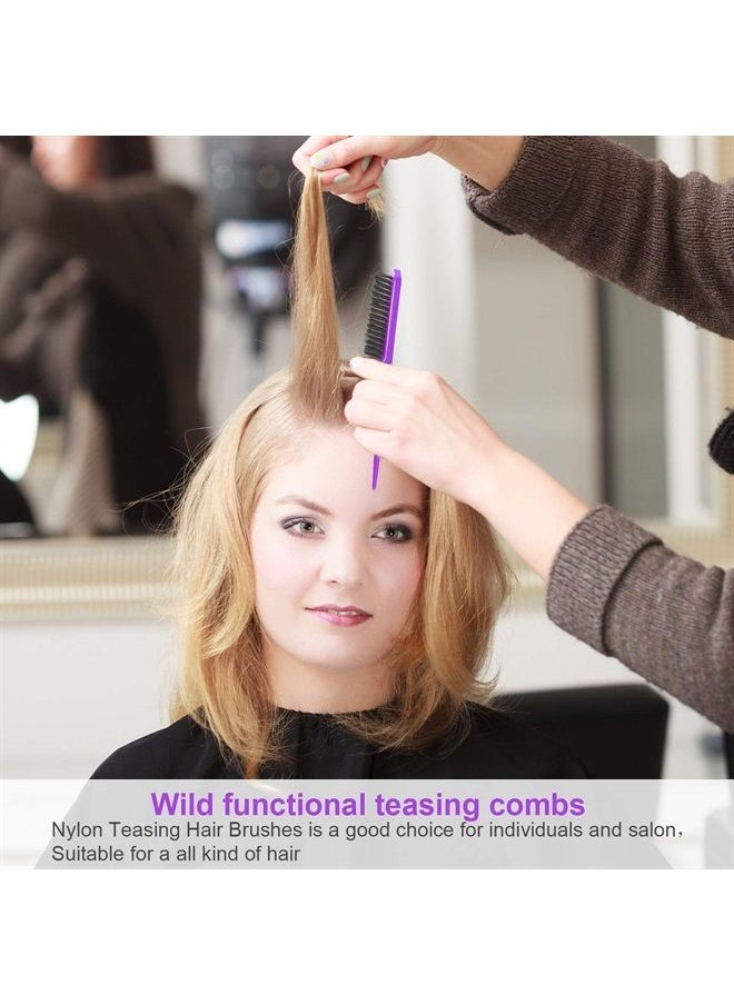 Yaomiao 6 Pieces Nylon Teasing Hair Brushes, Three Row Salon Teasing Brush, Rat Tail Combs for Back Combing, Root Teasing to Add Volume and Hair Care Scalp Massage for Hair Growth  - Image 3