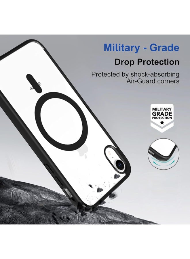 Case Magnetic Crystal Clear for iPhone XR, [Compatible with MagSafe] [Not Yellowing] [Military Protection] [No.1 Strong Magnets] Slim Phone Case Thin Cover For iPhone XR 6.1-Inch (Black) - Image 4