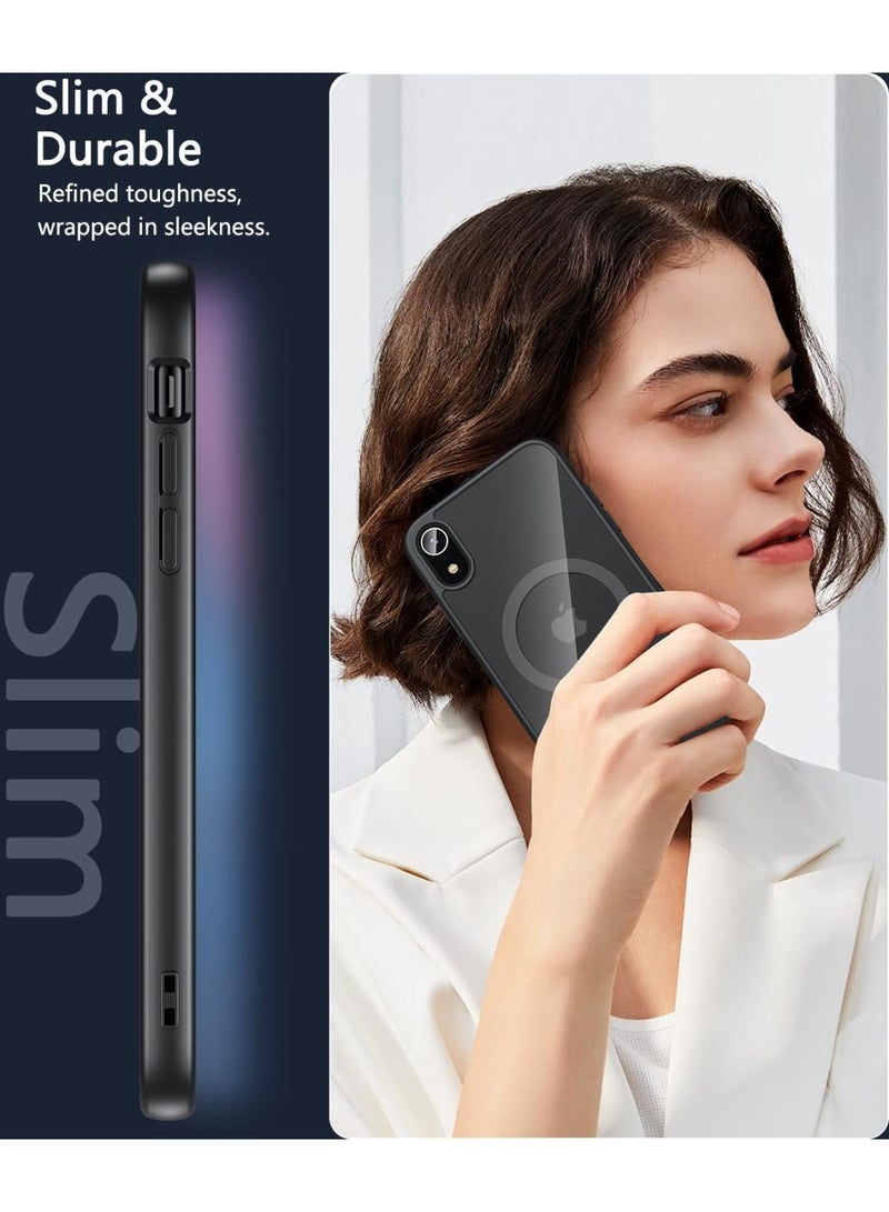Case Magnetic Crystal Clear for iPhone XR, [Compatible with MagSafe] [Not Yellowing] [Military Protection] [No.1 Strong Magnets] Slim Phone Case Thin Cover For iPhone XR 6.1-Inch (Black) - Image 3