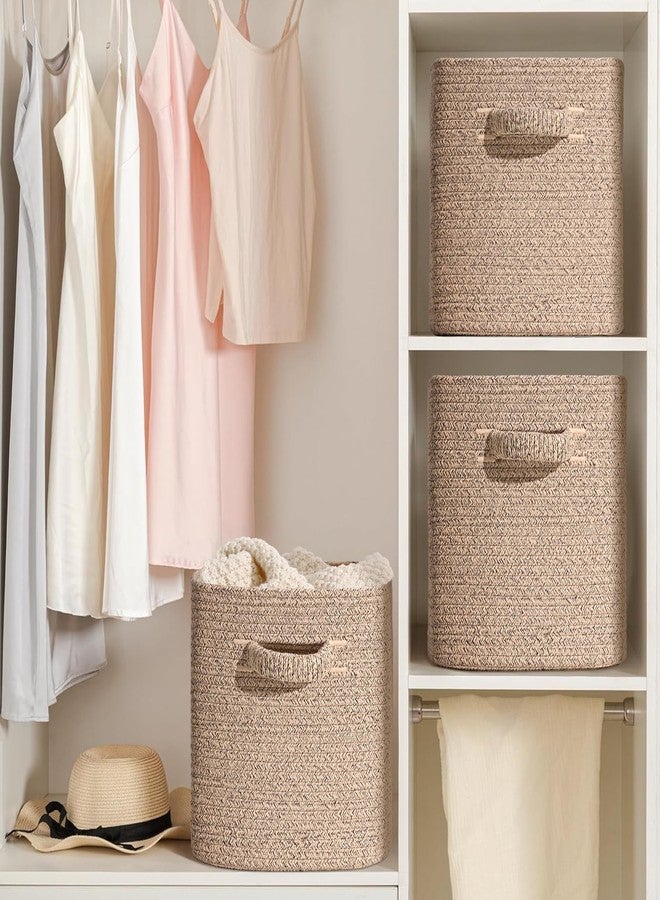 Degeyoyo 11 Inch Storage Cubes, 3 Pack Cube Storage Bins for Organizing, Cotton Rope Woven Baskets for Shelves, Bathroom, Kids Room, Closets, Baby Nursery - Image 5