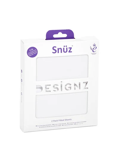 Snuz Pack of 2 Crib Fitted Sheets, Design Ed To Fit Pod Bedside Cribs, 100% Cotton, Infant And Baby, Patternwhite, Fitted Sheet Size - 44 X 80Cm