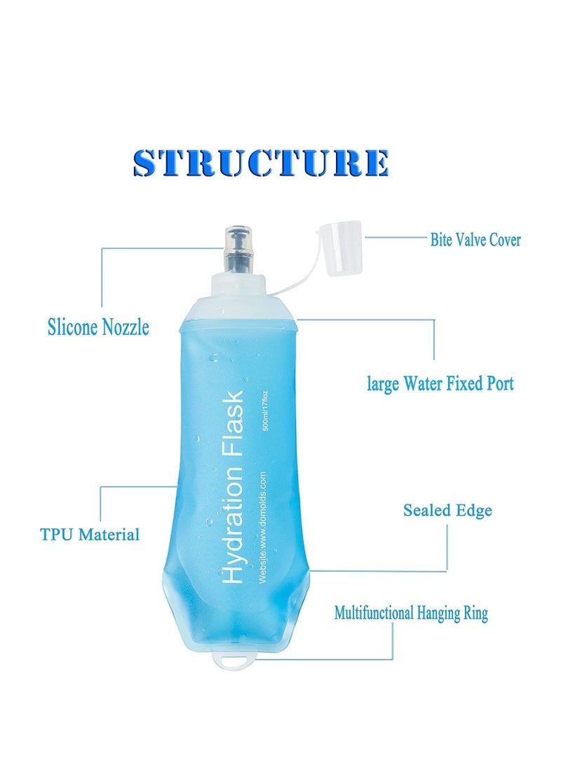 Soft Flask TPU Foldable Running Hydration Flask Soft Collapsible Water Bottle for Hydration Pack Cycling Marathon Running Hiking