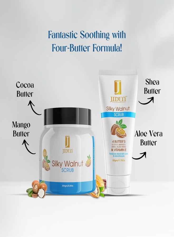 JIDEN Silky Walnut Body Scrub-50gm(2 pack), Helps to Reduce Dead Skin Cells & Blackheads, All Skin Types, Scrub for Soft Glowing Skin, Coco, Mango, Shea & Aloe Vera Butter’s, Vitamin E, Paraben Free - Image 2