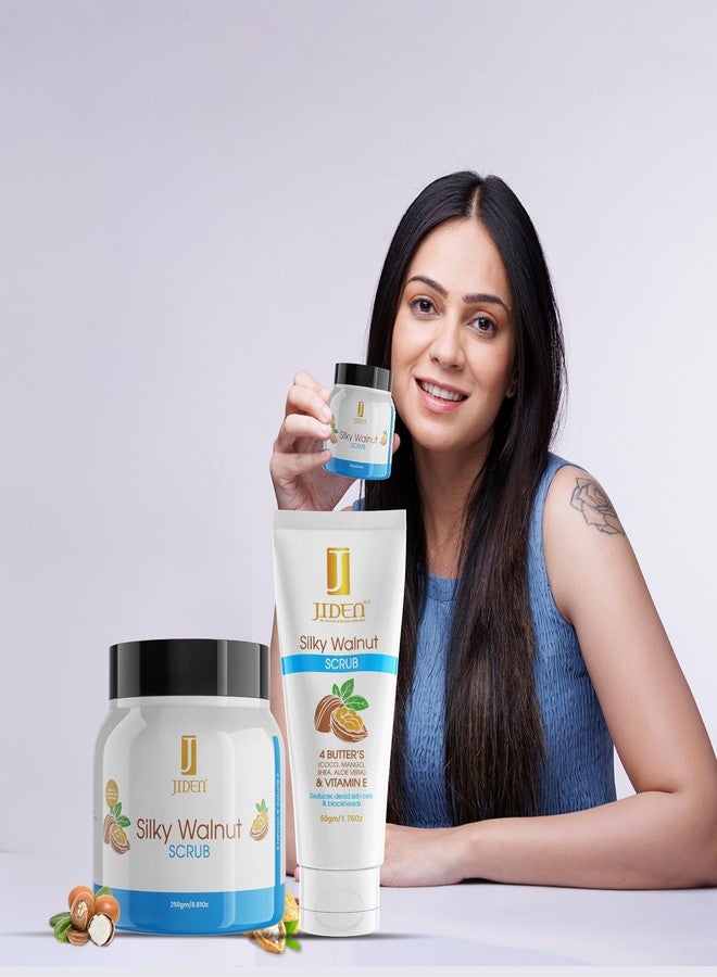 JIDEN Silky Walnut Body Scrub-50gm(2 pack), Helps to Reduce Dead Skin Cells & Blackheads, All Skin Types, Scrub for Soft Glowing Skin, Coco, Mango, Shea & Aloe Vera Butter’s, Vitamin E, Paraben Free - Image 3
