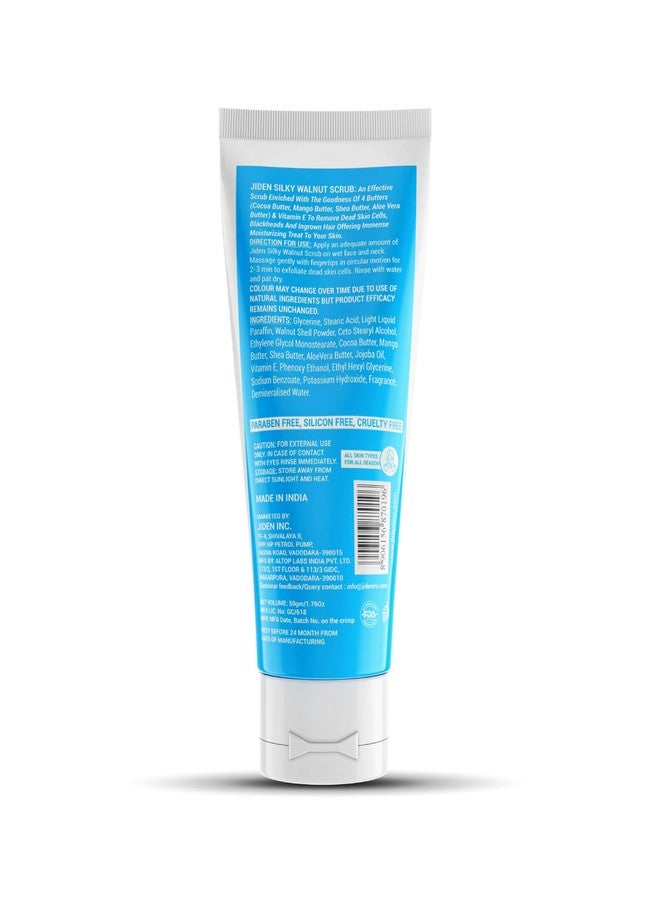 JIDEN Silky Walnut Body Scrub-50gm(2 pack), Helps to Reduce Dead Skin Cells & Blackheads, All Skin Types, Scrub for Soft Glowing Skin, Coco, Mango, Shea & Aloe Vera Butter’s, Vitamin E, Paraben Free - Image 5