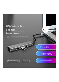 NIBEMINENT T325 5-in-1 USB Hub Silver Gray  - Image 2