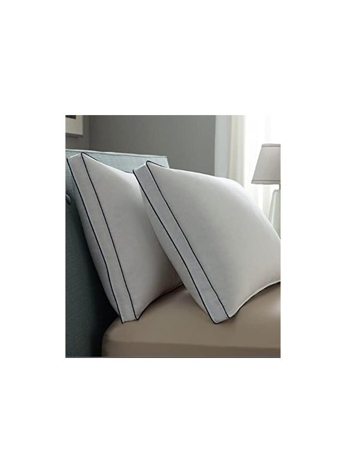 COMFY WHITE DOUBLE CORD SOFT COTTON HOTEL STYLE PILLOW WITH BLACK PIPING - Image 2