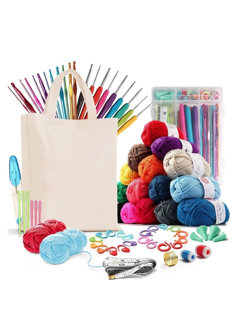 Arabest 73 Piece Crochet Kit with Crochet Hooks Yarn Set, Premium Bundle Includes Yarn Balls Needles Accessories Kit Canvas Tote Bag and Lot More Starter Pack for Kids Adults Beginner Professionals  - Image 1