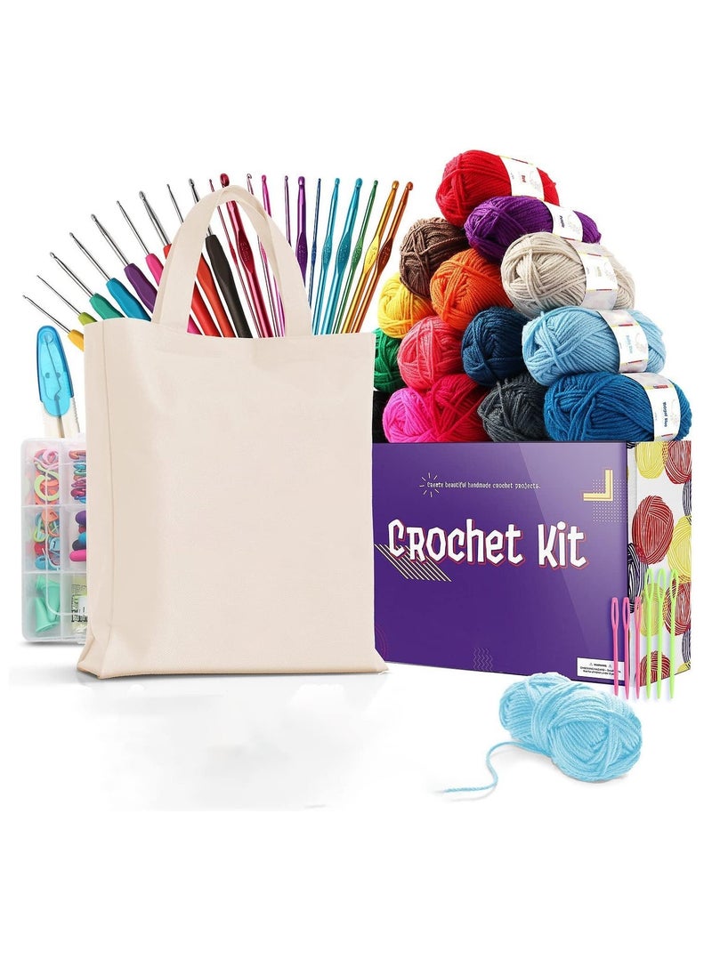 Arabest 73 Piece Crochet Kit with Crochet Hooks Yarn Set, Premium Bundle Includes Yarn Balls Needles Accessories Kit Canvas Tote Bag and Lot More Starter Pack for Kids Adults Beginner Professionals  - Image 3