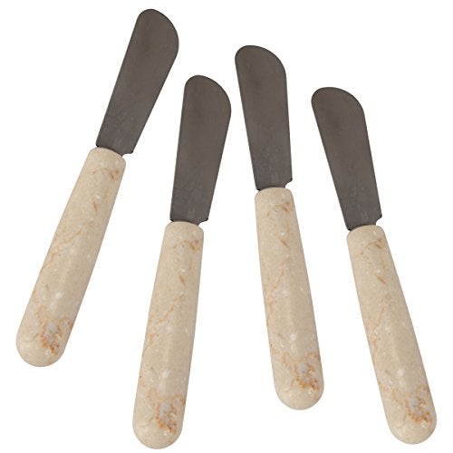 Creative Home Natural Champagne Marble Set of 4 Pieces Cheese Butter Spreaders, 0.8" Diam. x 5.5" H, Beige (74107) - Image 1