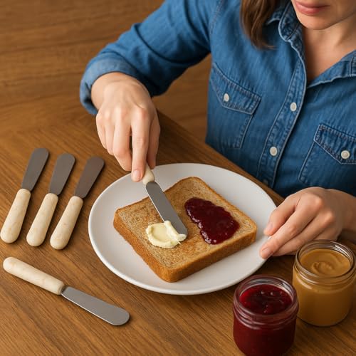 Creative Home Natural Champagne Marble Set of 4 Pieces Cheese Butter Spreaders, 0.8" Diam. x 5.5" H, Beige (74107) - Image 3