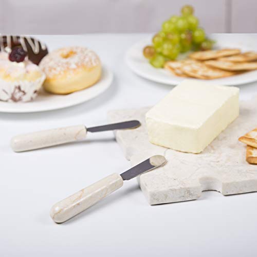 Creative Home Natural Champagne Marble Set of 4 Pieces Cheese Butter Spreaders, 0.8" Diam. x 5.5" H, Beige (74107) - Image 5