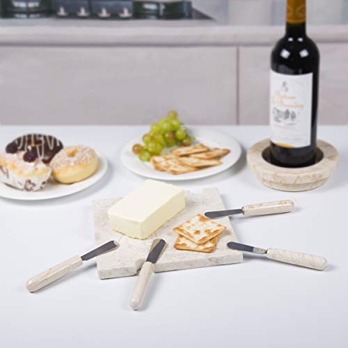Creative Home Natural Champagne Marble Set of 4 Pieces Cheese Butter Spreaders, 0.8" Diam. x 5.5" H, Beige (74107) - Image 4