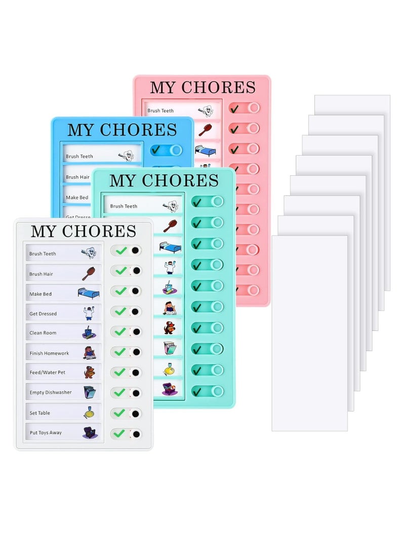 4 Pcs Blank Chore Chart Kids Chore Chart, Plastic Checklist Board with 10 Detachable Cardstock to Do List for Home Routine Planning (My Chores) - Image 1