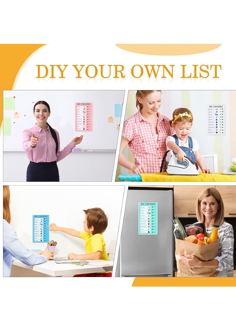 4 Pcs Blank Chore Chart Kids Chore Chart, Plastic Checklist Board with 10 Detachable Cardstock to Do List for Home Routine Planning (My Chores) - Image 2