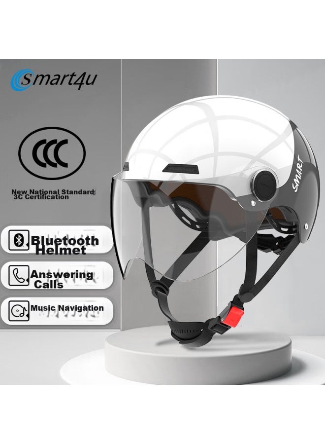 Smart4u Bluetooth Helmet, Electric Scooter And Motorcycle Helmet With Bluetooth Headset, Half Helmet For Adult Men And Women, Eh10b Black - Image 1