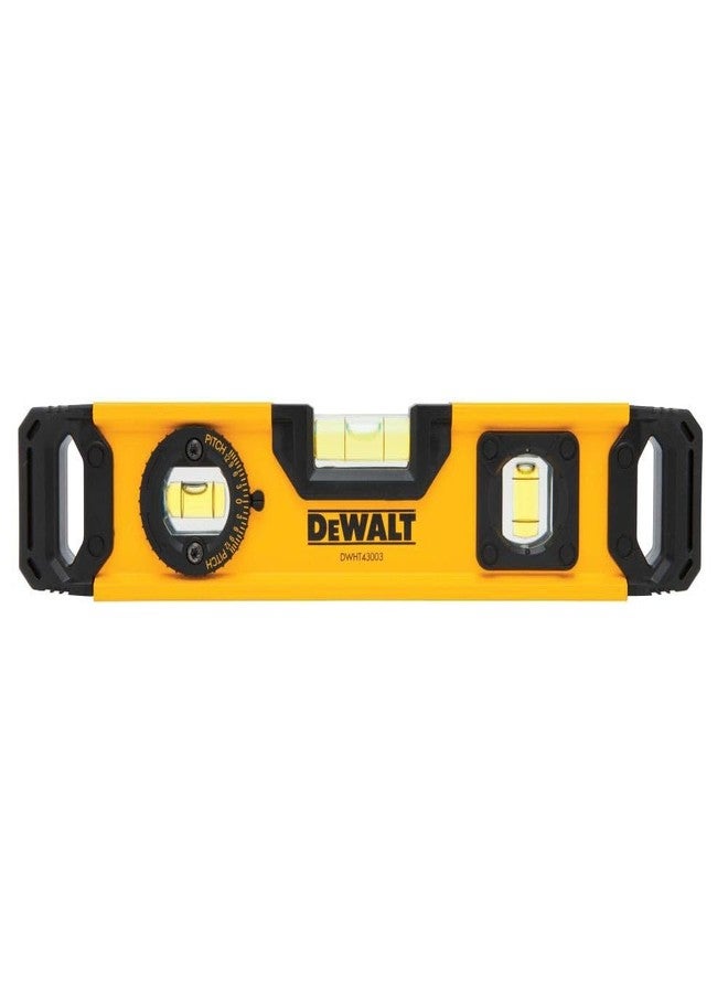 DeWalt DWHT43003 9" Yellow Aluminum Magnetic Torpedo Level with V-Groove Base - Image 1