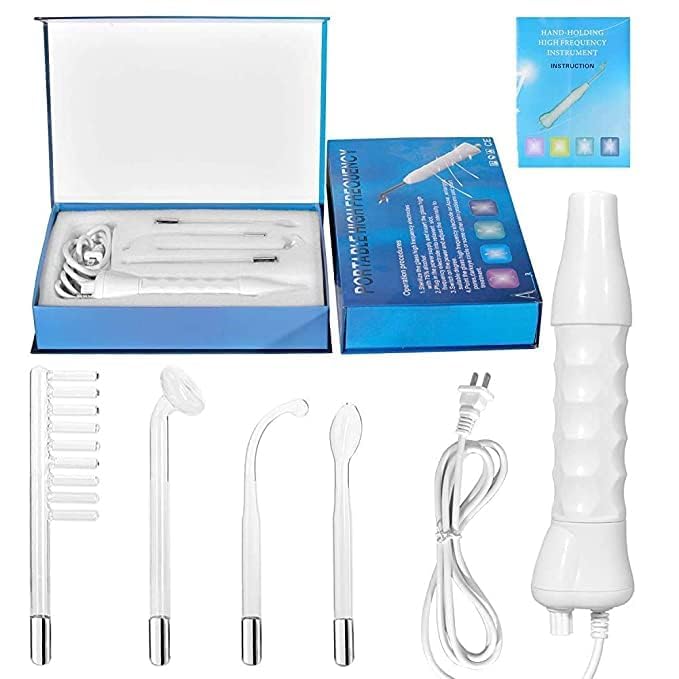 practicalws Portable High Frequency Machine Facial Wand Acne for Skin Tightening Acne Spot Wrinkles Reducing Puffy Eyes Dark Circles Dispel Freckle 4 in 1 Handheld High Frequency Machine for Face Hair - Image 1