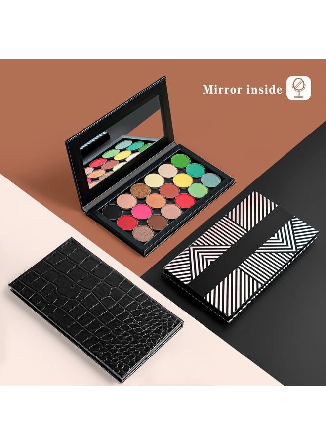 Lolalet 2 Pack Magnetic Makeup Palettes, Empty Magnetic Palette with Mirror for Eyeshadow Lip Color Blush Powder Highlighter Contour - Leather&Holographic  - Image 3