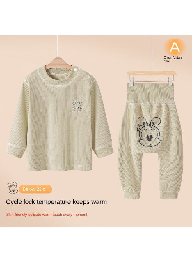 Babu Bean Category A Boneless High-waist Two-piece】infant And Toddler Homewear, Autumn Thermal Fleece, Unisex Baby Outdoor Clothing - Image 3