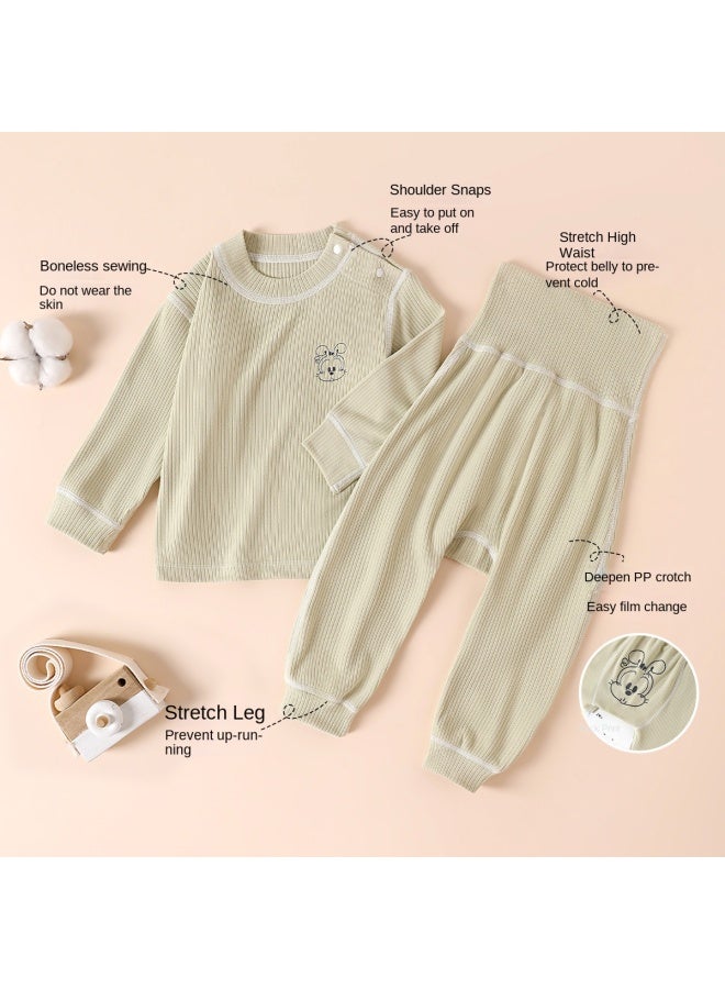Babu Bean Category A Boneless High-waist Two-piece】infant And Toddler Homewear, Autumn Thermal Fleece, Unisex Baby Outdoor Clothing - Image 4