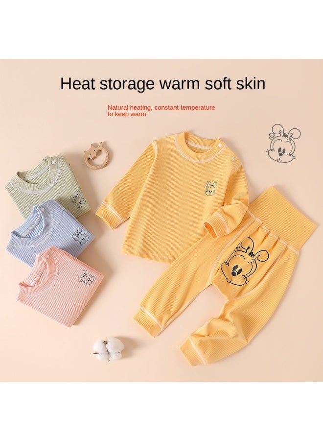 Babu Bean Category A Boneless High-waist Two-piece】infant And Toddler Homewear, Autumn Thermal Fleece, Unisex Baby Outdoor Clothing - Image 5